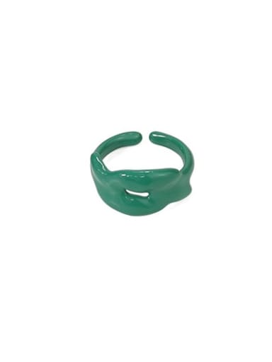 Green ring Zinc Alloy Enamel Irregular Vintage Band Ring