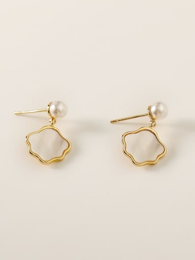Brass Shell Geometric Minimalist Stud Trend Korean Fashion Earring