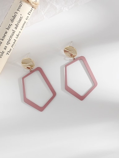 Copper Enamel Holoow  Geometric Minimalist Stud Trend Korean Fashion Earring