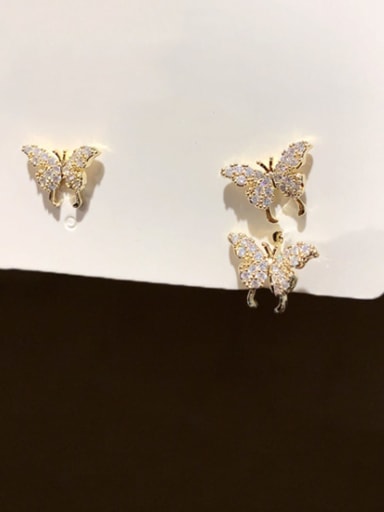 Alloy Cubic Zirconia Cute Butterfly  Stud Earring