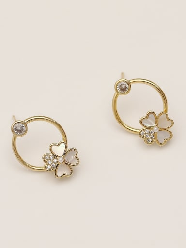 Brass Shell Flower Vintage Stud Trend Korean Fashion Earring