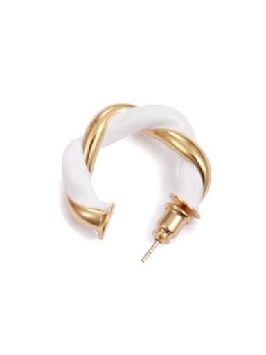 White (Single ) Brass Enamel Geometric Minimalist Single Earring