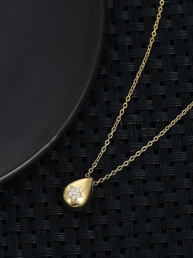 Gold xl63819 Brass Cubic Zirconia Water Drop Dainty Necklace