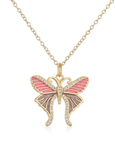 22240 Brass Enamel Butterfly Vintage Necklace