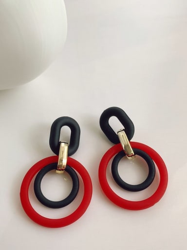 Red and black ring earrings Alloy Resin Round Vintage Drop Earring/Multi-color optional