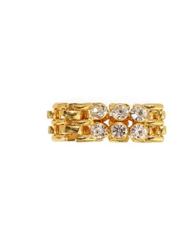 Gold zircon Brass chain Geometric Vintage Band Ring