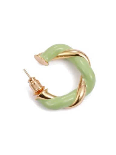 Light green  (Single ) Brass Enamel Geometric Minimalist Single Earring