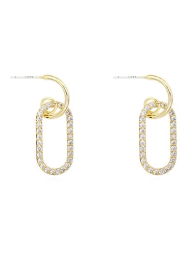 Copper Rhinestone Locket Minimalist Drop Trend Korean Fashion Earring
