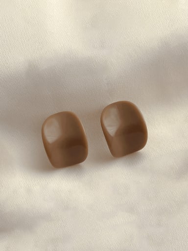Q134 Coffee Zinc Alloy Resin Irregular Minimalist Stud Earring