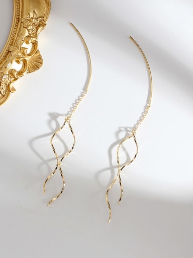 Copper  Minimalist Long Ear Line Threader Trend Korean Fashion Earring