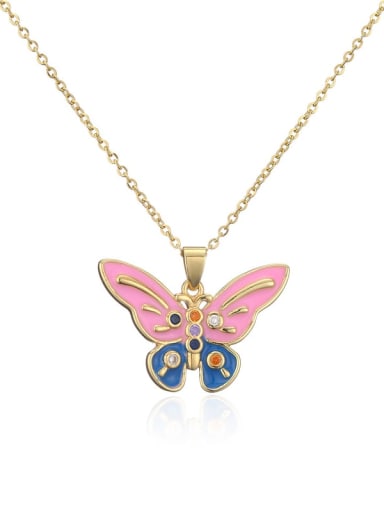 Brass Enamel Trend Butterfly Pendant Necklace