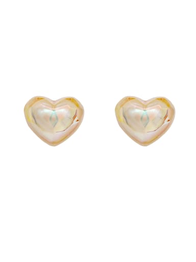Brass Resin Heart Minimalist Stud Earring