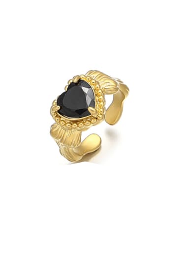 custom Brass Obsidian Heart Vintage Band Ring