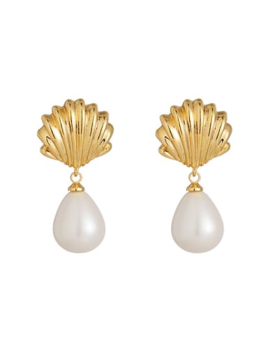 Model 3 Brass Imitation Pearl Geometric Minimalist Drop Earring