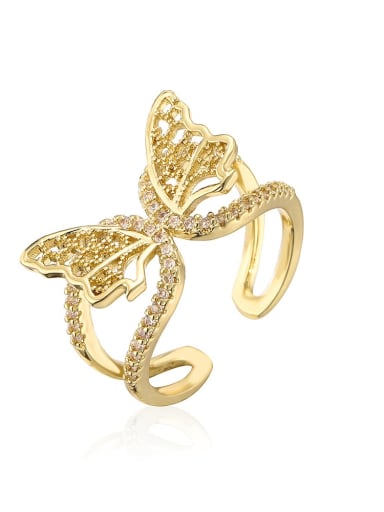 12670 Brass Cubic Zirconia Butterfly Vintage Band Ring