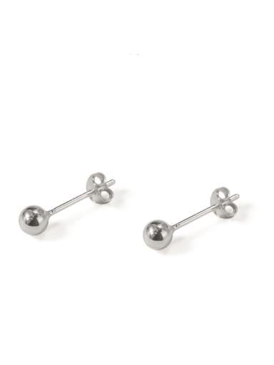 A pair of 3mm Round 925 silver earplugs 925 Sterling Silver Bead Geometric Minimalist Stud Earring