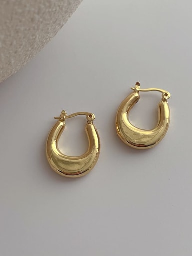 F314 gold Brass Geometric Minimalist Huggie Earring