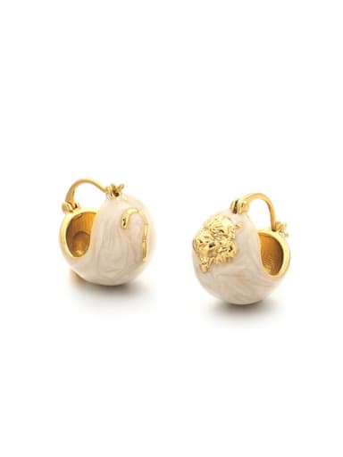 Brass Enamel Ball Vintage Stud Earring
