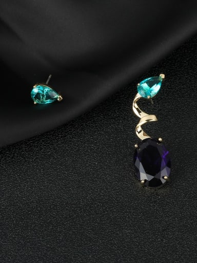 Brass Cubic Zirconia Asymmetrical  Water Drop Luxury Cluster Earring