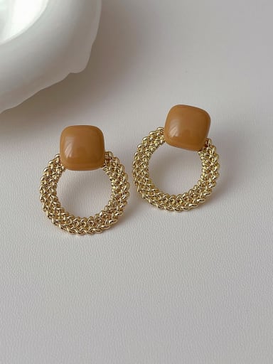 Coffee color Brass Geometric Minimalist Drop Earring