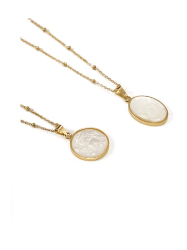 Brass Shell Oval Vintage Pendant Necklace