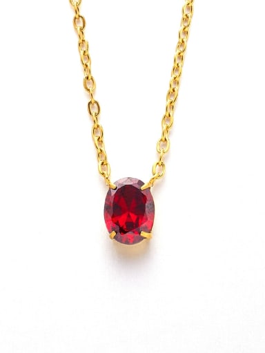 Golden +Red Stainless steel Cubic Zirconia Geometric Minimalist Necklace