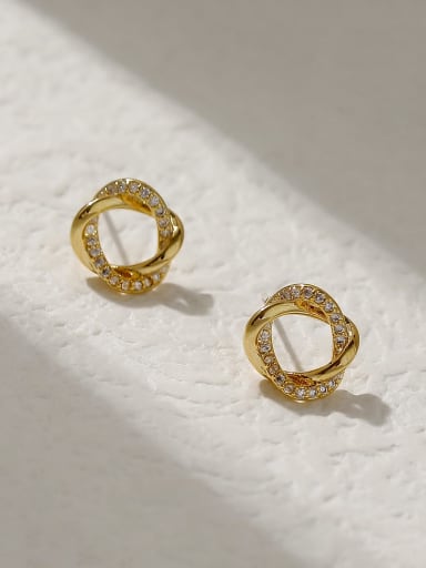 Brass Cubic Zirconia Geometric Vintage Stud Trend Korean Fashion Earring