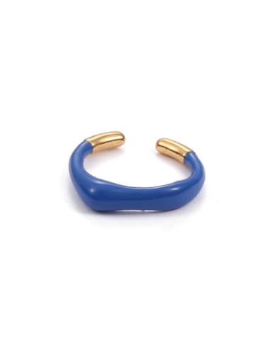 Dark blue (non adjustable) Zinc Alloy Enamel Geometric Minimalist Band Ring