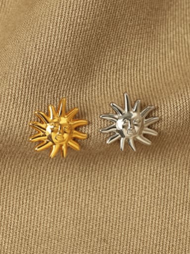 Brass Sun Flower Vintage Stud Earring