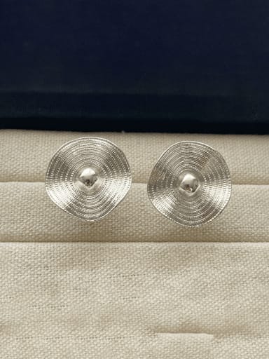 Silver round Brass Geometric Minimalist Stud Earring