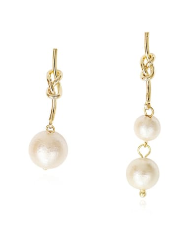 Copper image pearl asymmetric Vintage Long Drop Trend Korean Fashion Earring