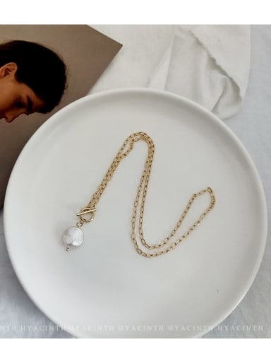 Copper Alloy Freshwater Pearl White Geometric Trend Trend Korean Fashion Necklace