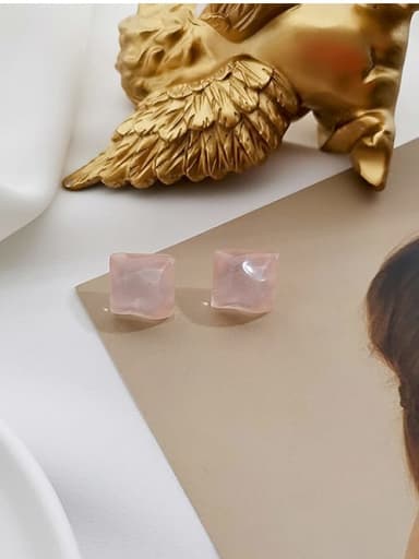 Pink Earrings Copper Resin Irregular Minimalist Stud Trend Korean Fashion Earring