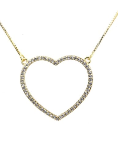 Brass Cubic Zirconia Heart Minimalist Pendant Necklace