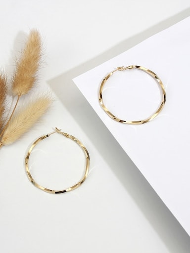 Copper Round Minimalist Hoop Trend Korean Fashion Earring