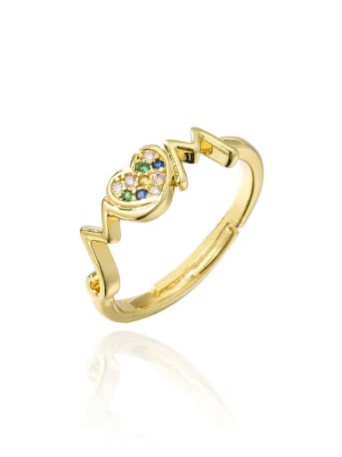 10842 Brass Cubic Zirconia Heart Vintage Band Ring