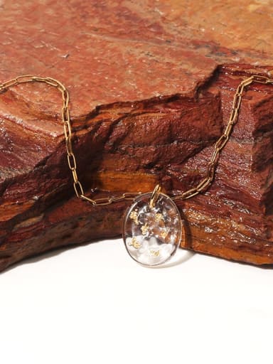Brass Geometric Minimalist Simple gold foil transparent crystal Necklace