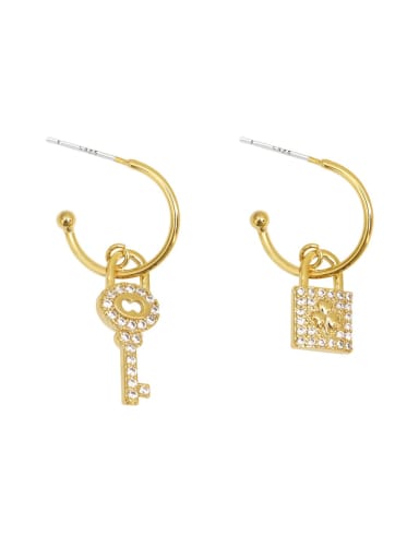Brass Rhinestone Key Classic Drop Trend Korean Fashion Earring