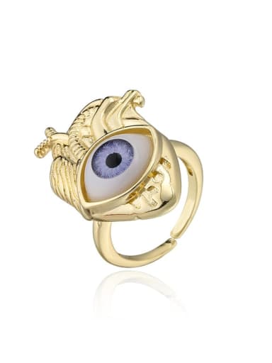 11254 Brass Enamel Evil Eye Vintage Band Ring