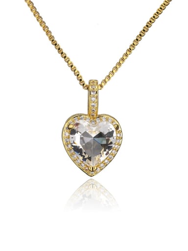 20818 Brass Cubic Zirconia Trend Heart  Pendant Necklace