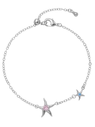 Two Starfish Pendant Bracelets Brass Cubic Zirconia Pentagram Hip Hop Link Bracelet