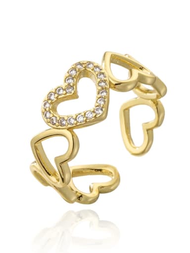 12259 Brass Cubic Zirconia Heart Vintage Band Ring