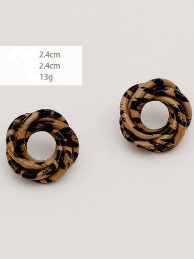 A2421 [eh8710 Leopard Print] Brass Leather Geometric Vintage Drop Trend Korean Fashion Earring