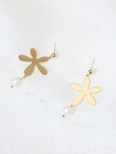 Copper Imitation Pearl Flower Minimalist Stud Trend Korean Fashion Earring