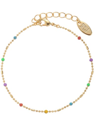 Brass Bead  Minimalist Rainbow Bracelet and Necklace Set