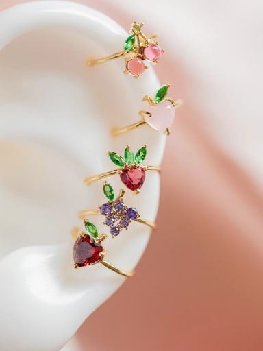 Brass Cubic Zirconia Multi Color Friut Cute Single Earring