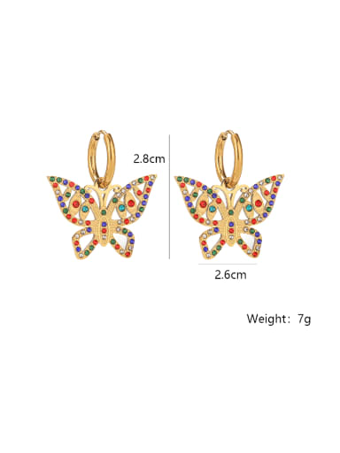 44641 Titanium Steel Cubic Zirconia Hip Hop Butterfly Earring and Necklace Set