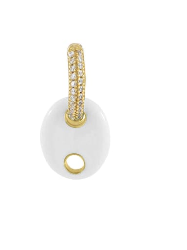 White  (Single-(Only One)) Brass Rhinestone Enamel Geometric Cute Single Earring(Only One)