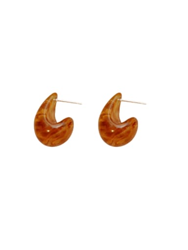 Brass Resin Geometric Minimalist Stud Earring