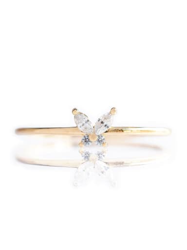 White zirconium butterfly  (US. 7) Brass Cubic Zirconia Multi Color Irregular Cute Stackable Ring